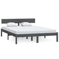 Bedframe massief hout grijs 120x190 cm - thumbnail