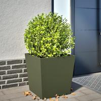 VidaXL Plantenbak 50x50x50 cm staal olijfgroen - thumbnail