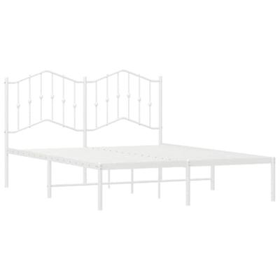 Bedframe met hoofdbord metaal wit 135x190 cm
