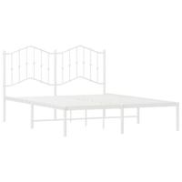 Bedframe met hoofdbord metaal wit 135x190 cm - thumbnail