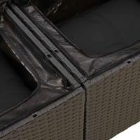 5-delige Loungeset met kussens poly rattan acacia zwart - thumbnail
