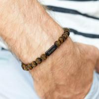 Tiger eye armband graveren - Bruin - S - 8mm - thumbnail