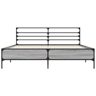 Bedframe bewerkt hout metaal grijs sonoma eiken 150x200 cm