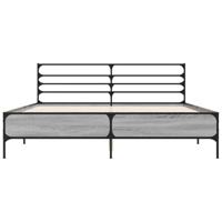 Bedframe bewerkt hout metaal grijs sonoma eiken 150x200 cm - thumbnail