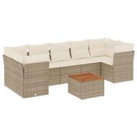 8-delige Loungeset met kussens poly rattan beige - thumbnail