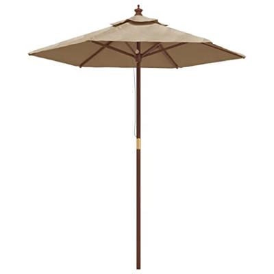 VidaXL Parasol met houten paal 196x231 cm taupe