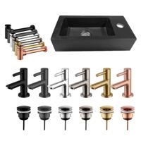 Fonteinset Wiesbaden Rhea Mini Rechts Quartz Mat Zwart (Mix & Match) - thumbnail