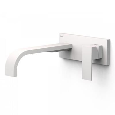 Wastafelmengkraan Inbouw Tres Cuadro Exclusive Lange Gebogen Uitloop en Korte Hendel Mat Wit Tres Wastafelmengkraan Inbouw Tres Cuadro Exclusive Lange Gebogen Uitloop en Korte Hendel Mat Wit Tres