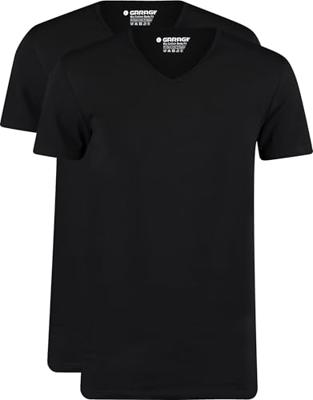 Garage Bio Cotton Body Fit V-Neck (0222) T-Shirt Black (2 Pack)
