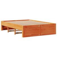 Bed met boekenkast zonder matras grenenhout wasbruin 150x200 cm - thumbnail