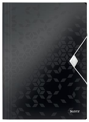 Elastomap Leitz WOW A4 3 kleppen PP zwart