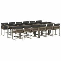 13-delige Tuinset met kussens poly rattan grijs - thumbnail