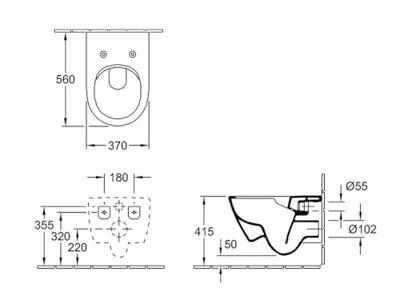 Villeroy & Boch Subway 2.0 pack wandcloset - directflush - diepspoel - slimseat zitting - softclose & quickrelease - wit 5614r201