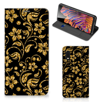 Samsung Xcover Pro Smart Cover Gouden Bloemen - thumbnail