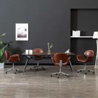 Eetkamerstoelen draaibaar 4 st kunstleer bruin - thumbnail