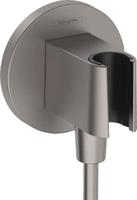 Hansgrohe FixFit S muuraansluitbocht met handdouchehouder, Brushed Black Chrome - thumbnail