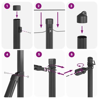 VidaXL Afrasteringspaal 7 pcs grijs staal