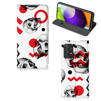 Mobiel BookCase Samsung Galaxy A52 Skull Red - thumbnail