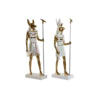 Decoratieve figuren Home ESPRIT Wit Gouden Hars Orientaals Egyptenaar 7 x 11,5 x 36 cm (2 Stuks) - thumbnail