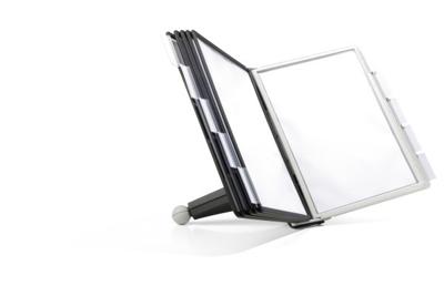 Durable Tafelstandaard | kunststof zwart/grijs | 10 zichtpanelen DIN A4 | met profielframe | 1 stuk - 563222 563222
