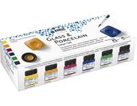 Creativ Company Glas- en porseleinverf, diverse kleuren, 6x20 ml/ 1 doos - thumbnail