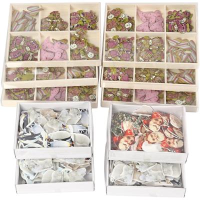 Creativ Company Houten figuren, h: 40-50 mm, b: 15-45 mm, inhoud kan variëren , 600 stuk/ 1 doos