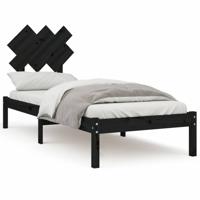 Bedframe massief hout zwart 75x190 cm - thumbnail