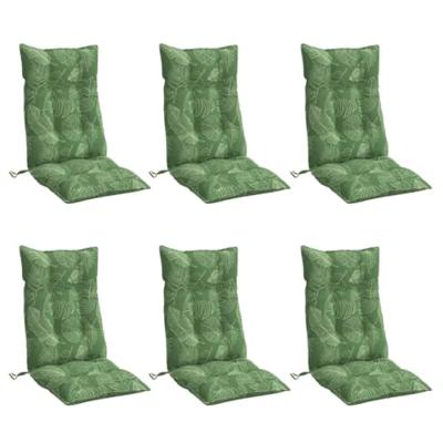 VidaXL Stoelkussens 6 st hoge rug bladpatroon oxford stof VidaXL Stoelkussens 6 st hoge rug bladpatroon oxford stof