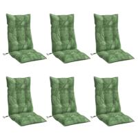 VidaXL Stoelkussens 6 st hoge rug bladpatroon oxford stof - thumbnail