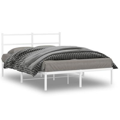 Bedframe met hoofdbord metaal wit 140x200 cm