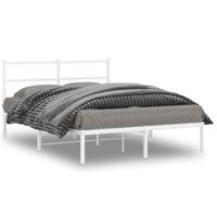 Bedframe met hoofdbord metaal wit 140x200 cm - thumbnail