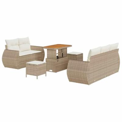 Tuinbankenset 8 pcs Beige poly rattan