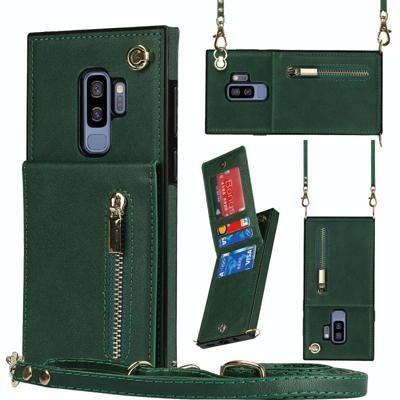 Voor Samsung Galaxy S9 Plus Cross-Body Zipper Square TPU + PU Back Cover Case met Houder & Card Slots & Wallet & Band