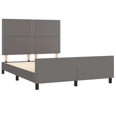 Bedframe met hoofdbord kunstleer grijs 140x200 cm