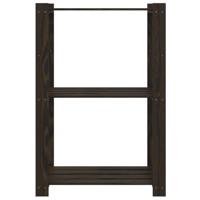 Opbergrek 3-laags 60x38x90 cm massief grenenhout zwart - thumbnail