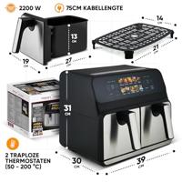 ProfiCook PC-FR 1287 H Dubbel 8 l Vrijstaand 2200 W Heteluchtfriteuse Zwart, Roestvrijstaal - thumbnail