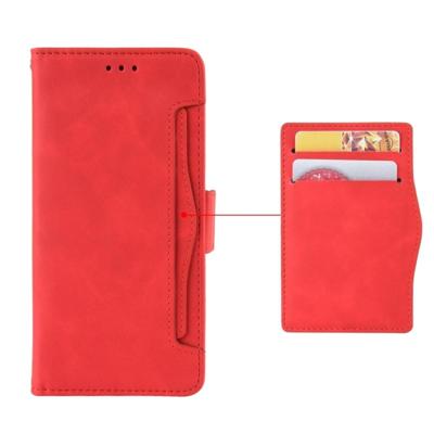 Portemonnee stijl huid gevoel kalf patroon lederen draagtas voor Google pixel 3a met aparte kaartsleuf (rood)