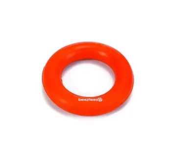 Rubber hondenspeeltje ring massief oranje 9 cm