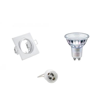 LED Spot Set - GU10 Fitting - Inbouw Vierkant - Mat Wit - Kantelbaar 80mm - Philips - MASTER 927 36D VLE - 3.7W - Warm Wit 2200K-2700K - DimTone Dimbaar