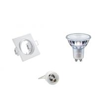 LED Spot Set - GU10 Fitting - Inbouw Vierkant - Mat Wit - Kantelbaar 80mm - Philips - MASTER 927 36D VLE - 3.7W - Warm Wit 2200K-2700K - DimTone Dimbaar - thumbnail