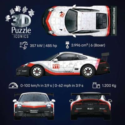 Ravensburger Iconics 3D puzzel Porsche 911 GT3 Cup - 108 stukjes