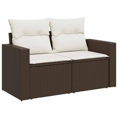 6-delige Loungeset met kussens poly rattan bruin - thumbnail