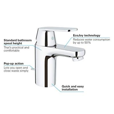 GROHE Eurosmart Cosmopolitan wastafelkraan met waste chroom 3282500E GROHE Eurosmart Cosmopolitan wastafelkraan met waste chroom 3282500E