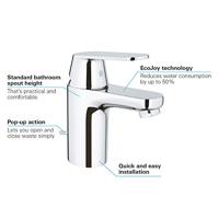 GROHE Eurosmart Cosmopolitan wastafelkraan met waste chroom 3282500E - thumbnail