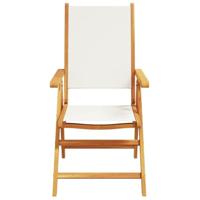 Tuinstoelen 2 st inklapbaar acaciahout en stof crmewit - thumbnail