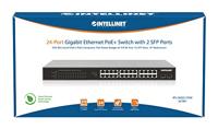 Intellinet 24-Port Gigabit Ethernet PoE+ Switch mit 2 SFP-Ports PoE-Strombudget 370 W 19 19 netwerk switch 10 / 100 / 1000 MBit/s IEEE 802.3af (15.4 W), IEEE - thumbnail