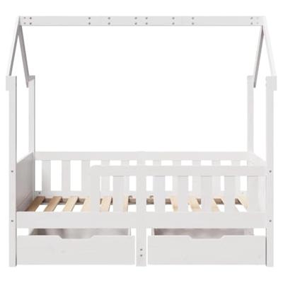 Kinderbedframe met lades 70x140 cm massief grenenhout