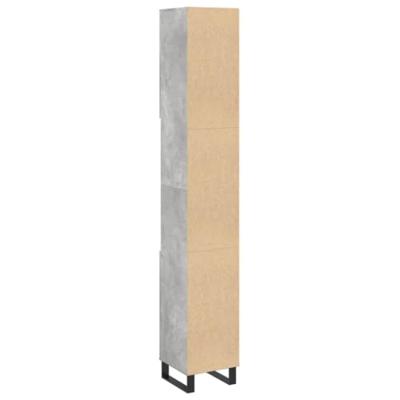 Badkamerkast 30x30x190 cm bewerkt hout betongrijs