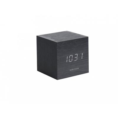 Karlsson klok Cube 8 x 8 x 8 cm hout fineer zwart Karlsson klok Cube 8 x 8 x 8 cm hout fineer zwart