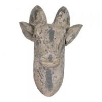 Houten beeld steenbok 17x19x26 cm muurdecoratie - thumbnail